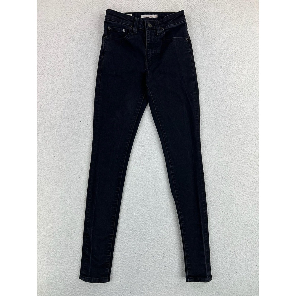 Levis Premium 721 High Rise Skinny Jeans Womens 24x30 Black Stretch Denim